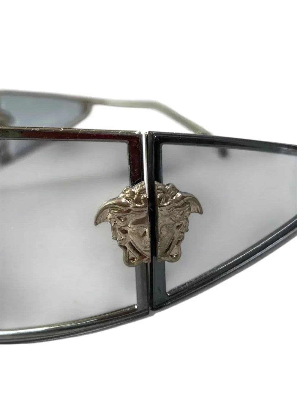 Versace Side Shield Sunglasses Mod Silver Clear Blue Eyewear